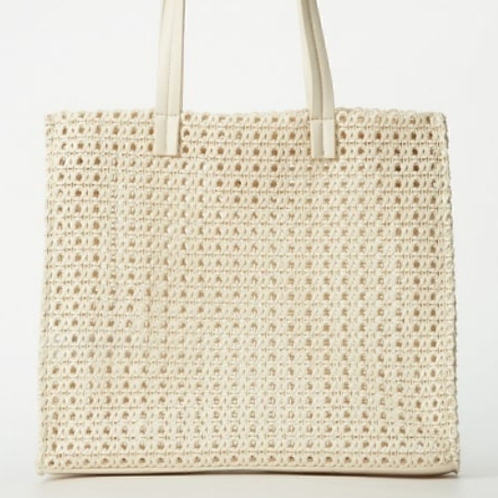 Woven Satchel Bag Purse with Flat Handles